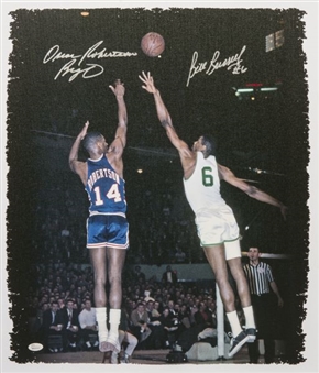 Oscar Robertson and Bill Russell Signed and Inscribed Canvas Print 